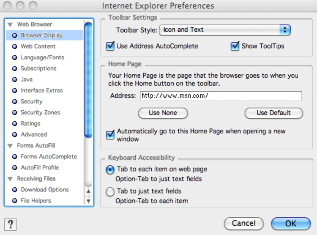 internet explorer for mac os 10.13.6